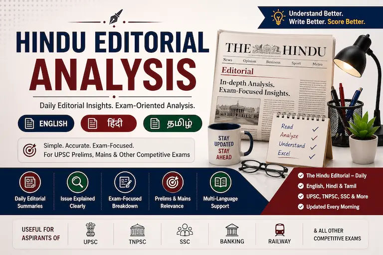 Hindu Editorial Analysis – English, Hindi & Tamil