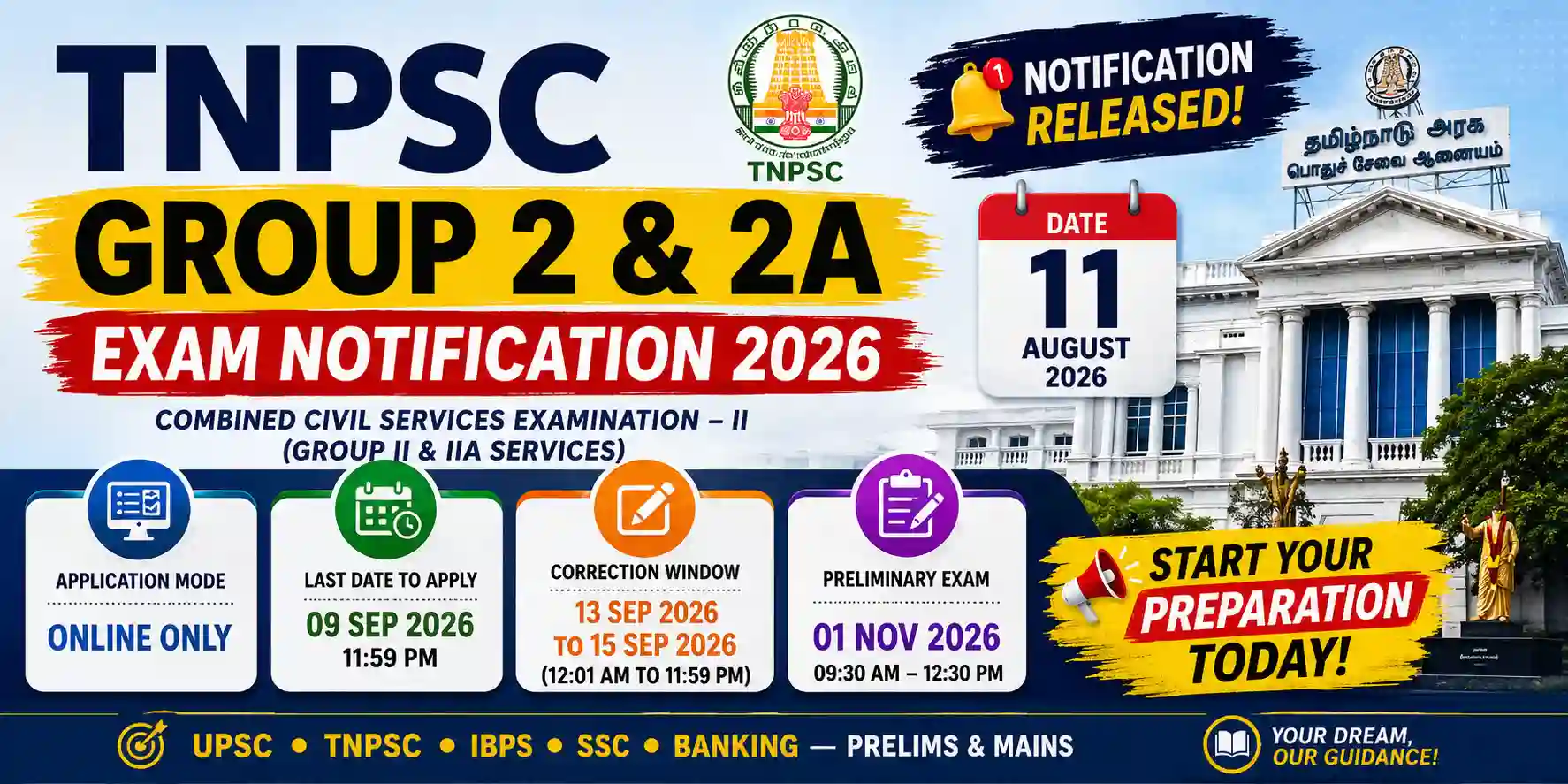 TNPSC Group 2 & 2A Exam Notification 2026